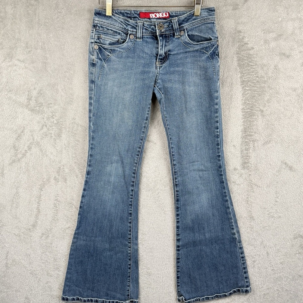 Bongo Y2K‎ Flare Leg Jeans Juniors 3 Blue Low Rise Distress Grunge Punk Vintage